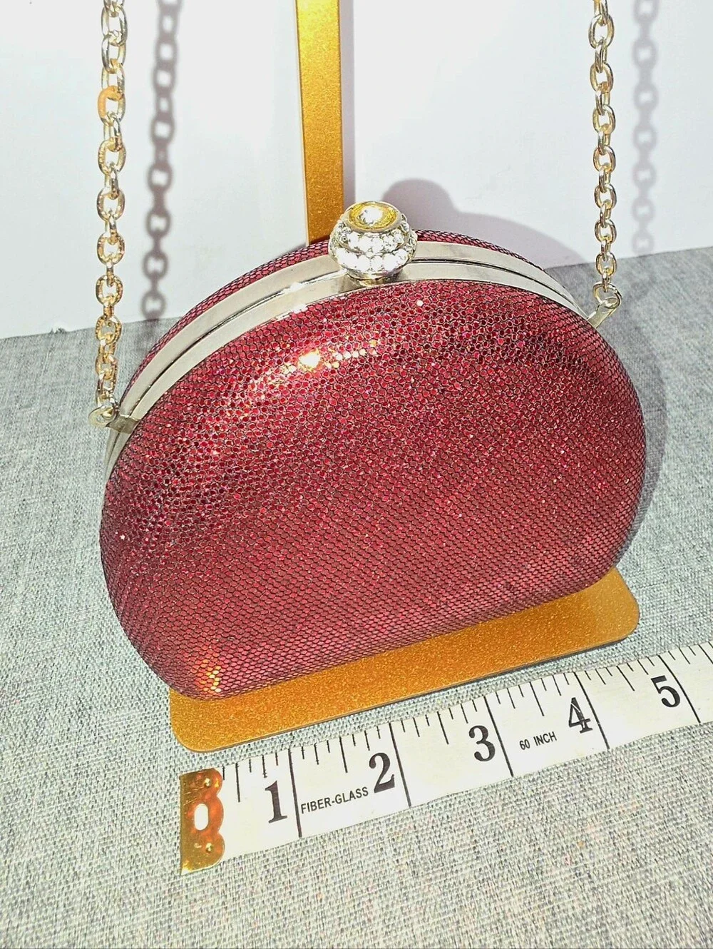 Sparkling Ruby Red Sequin Round Evening Clutch